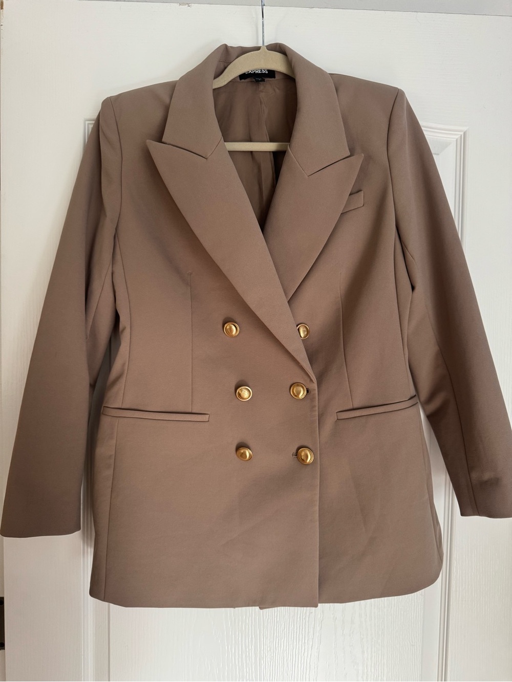 Express Double-Breasted Taupe Blazer Jacket